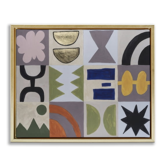Stupell Industries Contemporary Nature Patterns Abstract Painting Gold Floater Framed Canvas Art Print Wall Art, 21 x 17