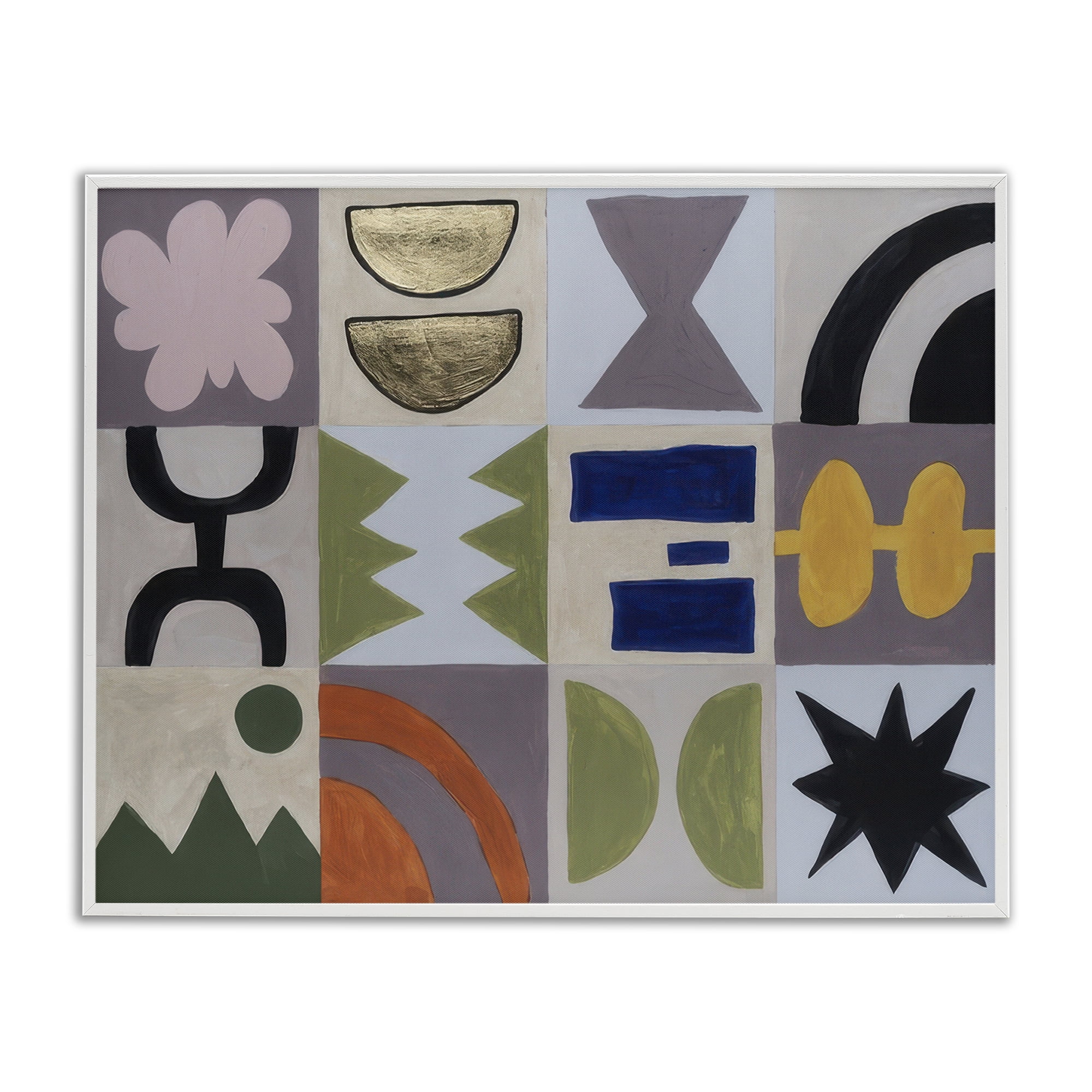 Stupell Industries Contemporary Nature Patterns Abstract Painting White Framed Art Print Wall Art, 14 x 11