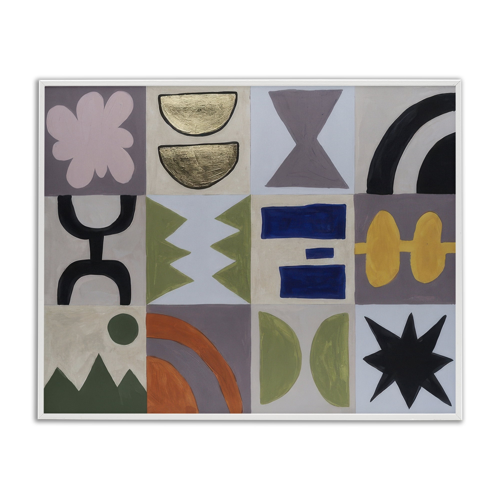 Stupell Industries Contemporary Nature Patterns Abstract Painting White Framed Art Print Wall Art, 20 x 16