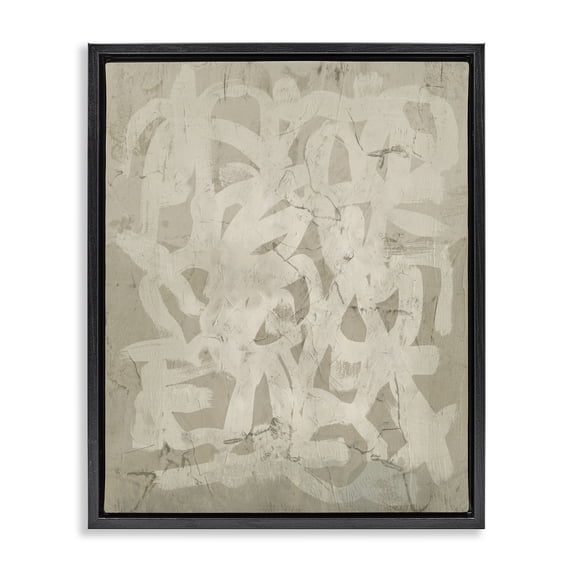 Stupell Industries Contemporary Neutral Chaotic Pattern Black Floating Frame Canvas Art, 17 x 21, by June Erica Vess
