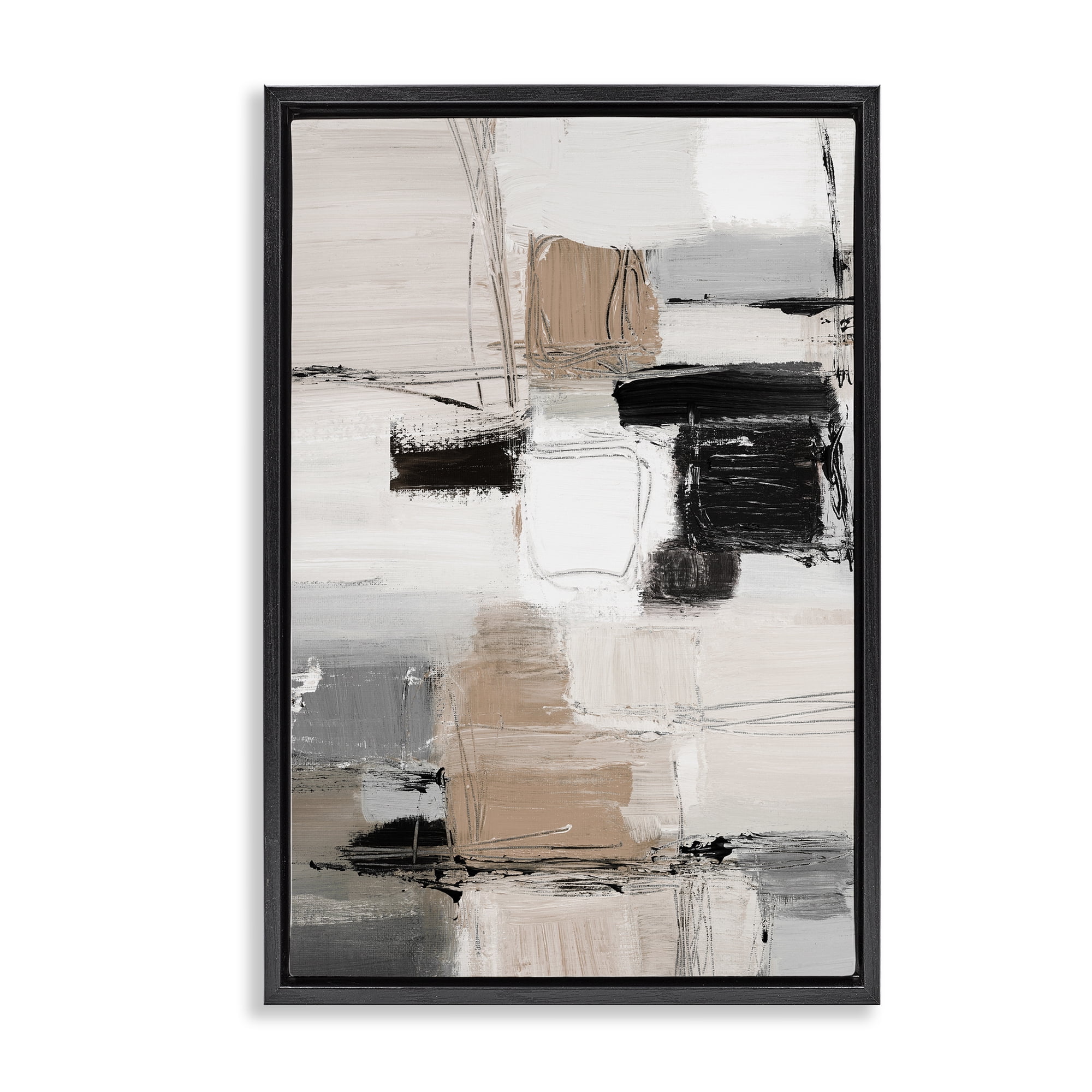 Stupell Industries Contemporary Neutral Variety Black Framed Floater Canvas Wall Art, design by Lanie Loreth