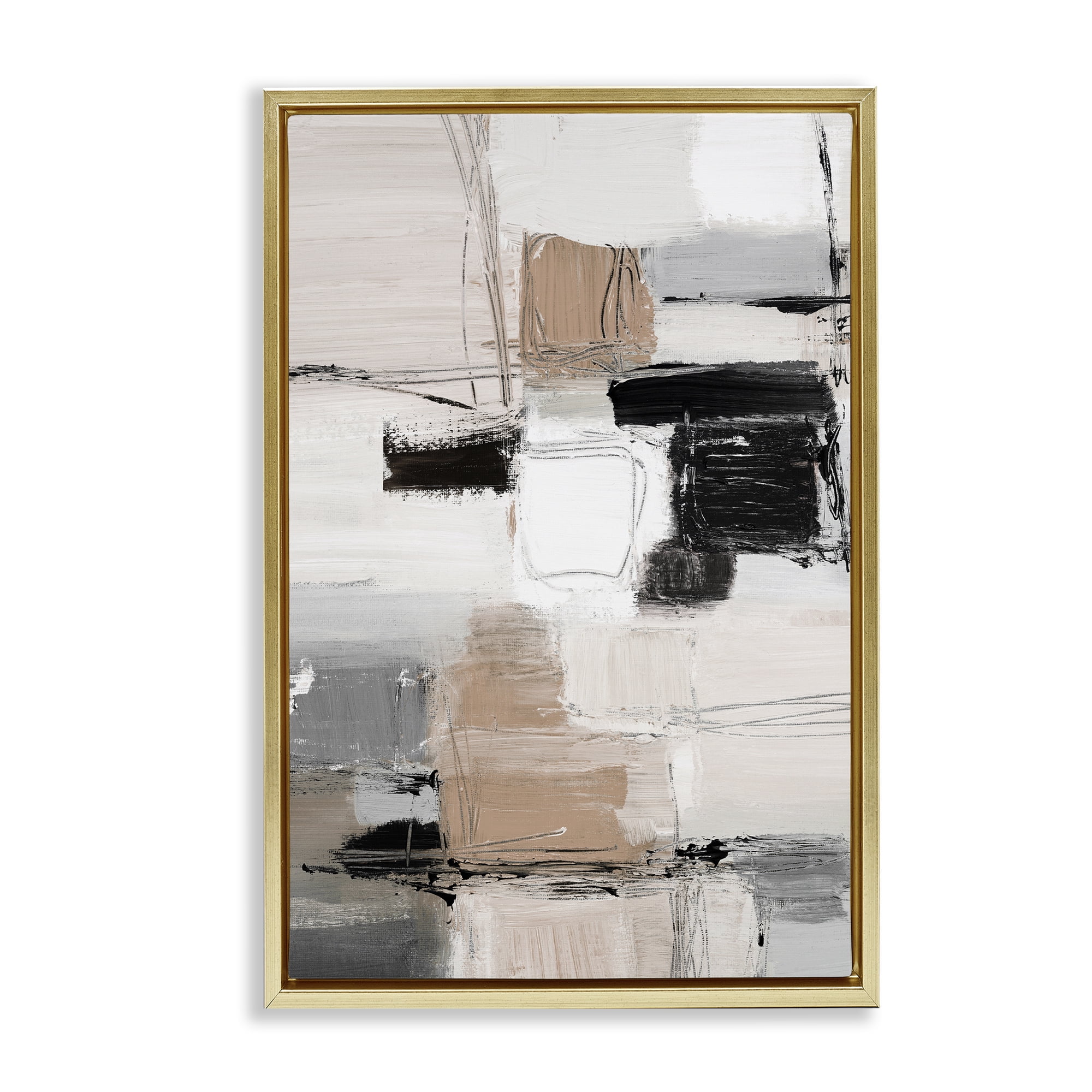 Stupell Industries Contemporary Neutral Variety Gold Framed Floater Canvas Wall Art, design by Lanie Loreth