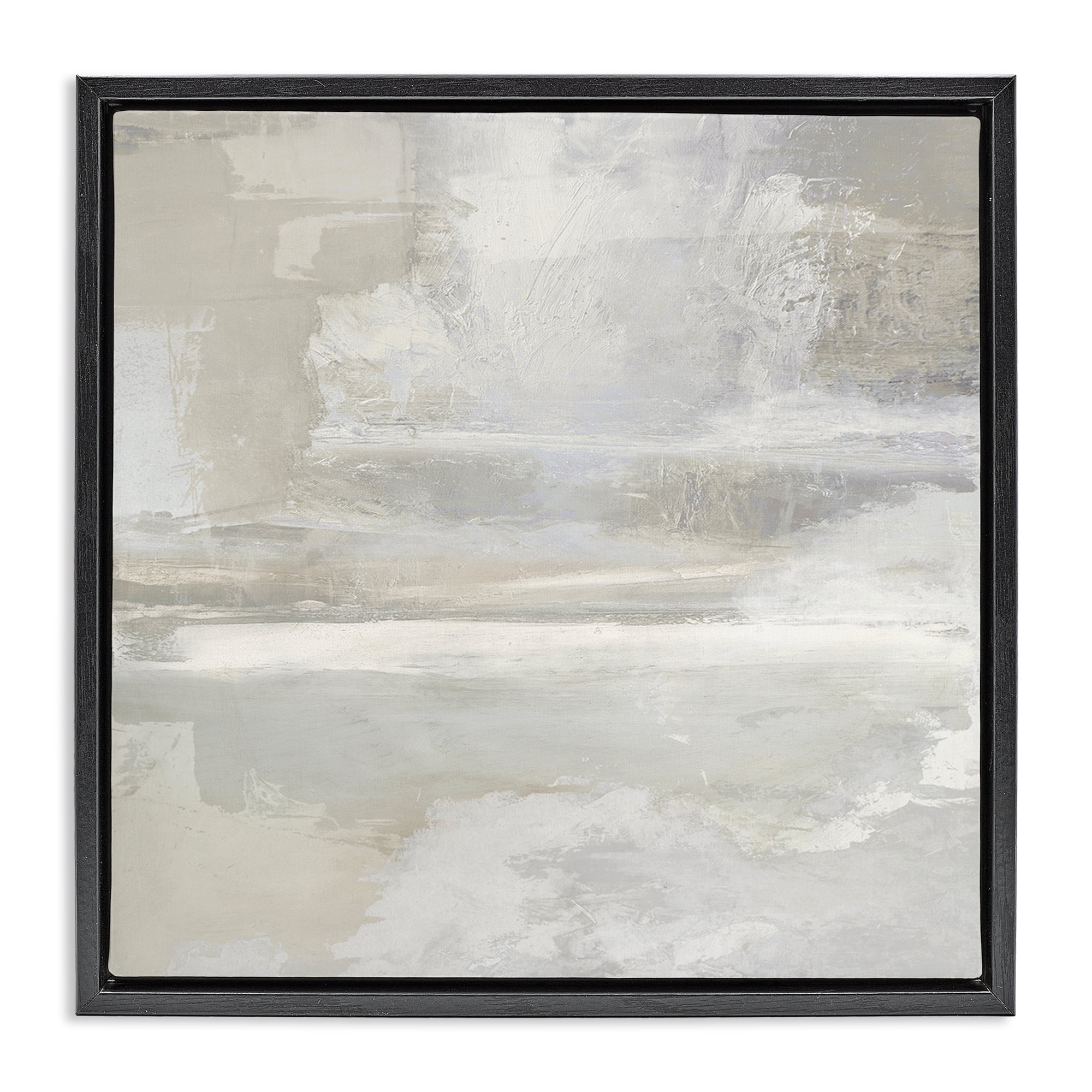 Stupell Industries Contemporary Neutrals Abstract Abstract Painting Black Floater Framed Canvas Art Print Wall Art, 18 x 18