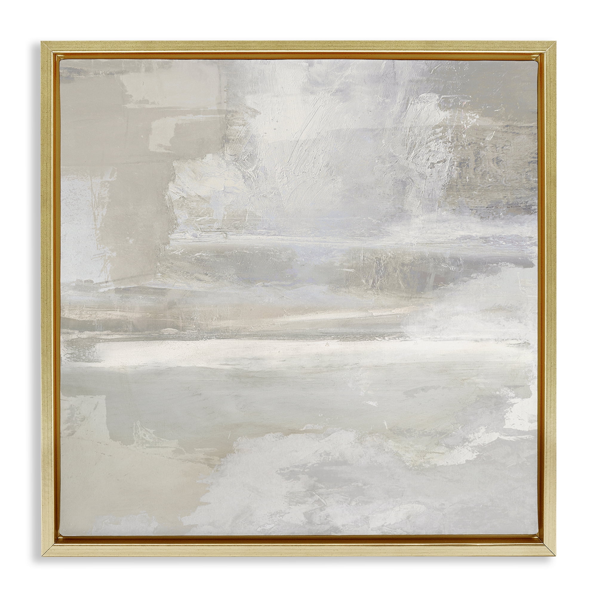Stupell Industries Contemporary Neutrals Abstract Abstract Painting Gold Floater Framed Canvas Art Print Wall Art, 25 x 25