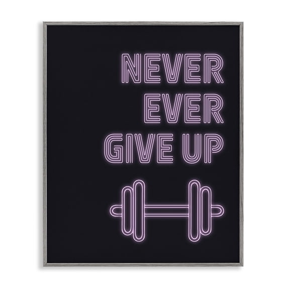 Stupell Industries Contemporary Never Ever Give Up Gray Framed Giclee Art, 11 x 14, by Victoria Barnes