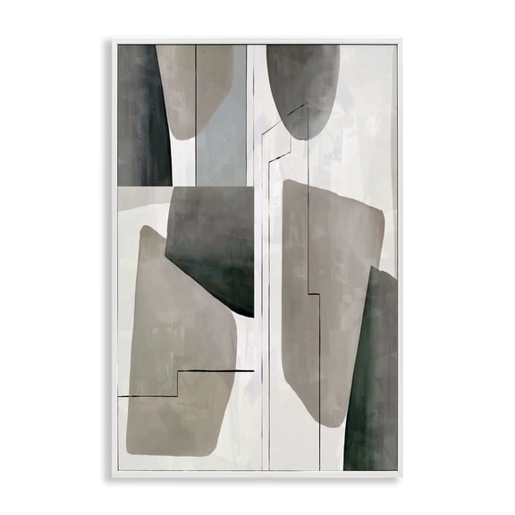 Stupell Industries Contemporary Oblong Geometrics Geometric Painting White Framed Art Print Wall Art, 20 x 30