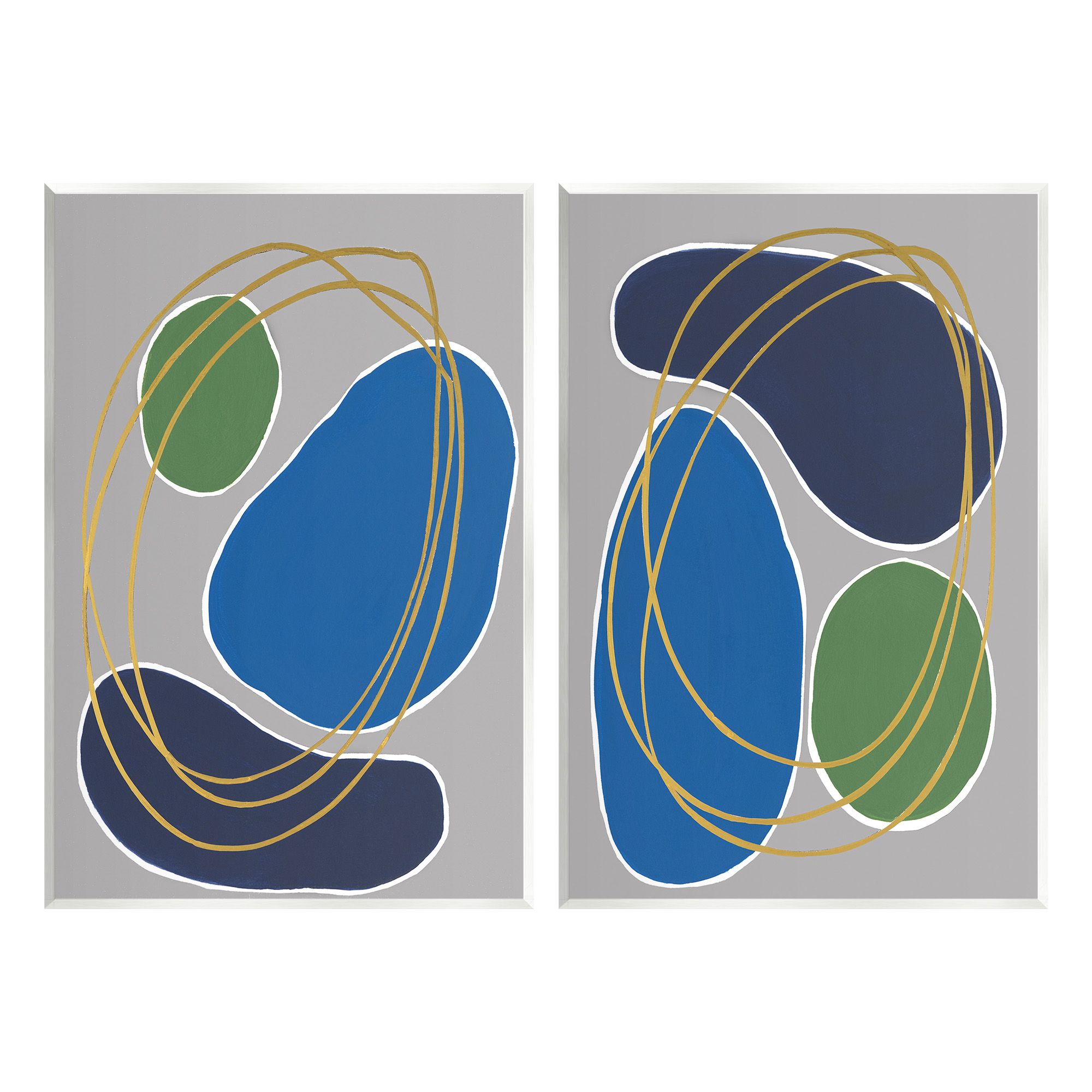 Stupell Industries Contemporary Oblong Shapes Abstract Painting Unframed Art Print Wall Art, 13 x 19, Set of 2
