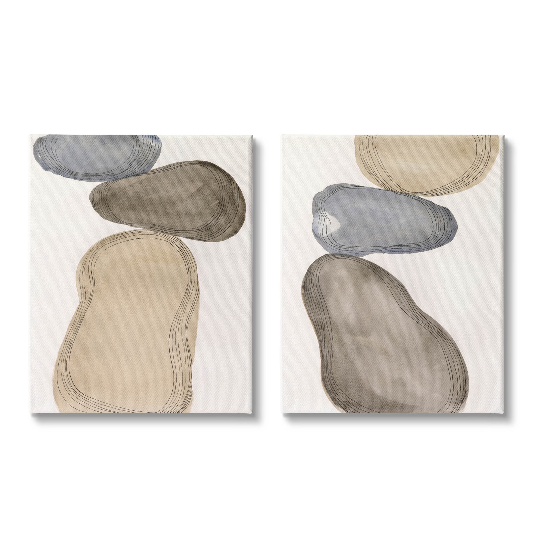 Stupell Industries Contemporary Oblong Shapes Arrangement Graphic Art Gallery Wrapped Canvas Print Wall Art, Set of 2, Design by Laura Marr