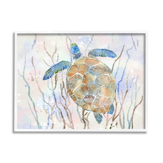 Stupell Industries Contemporary Ocean Sea Turtle Abstract Kelp Sea Life, 30 x 24,Design by Ziwei Li