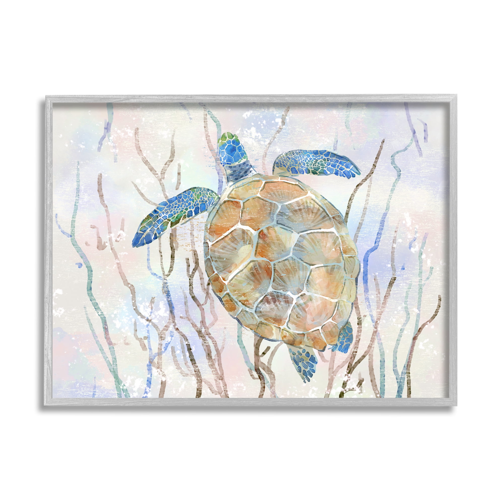 Stupell Industries Contemporary Ocean Sea Turtle Abstract Kelp Sea Life, 30 x 24,Design by Ziwei Li