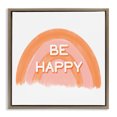 thumbnail image 1 of Stupell Industries Contemporary Orange Be Happy Brown Floating Frame Canvas Art, 18 x 18, by Amber Clarkson, 1 of 8