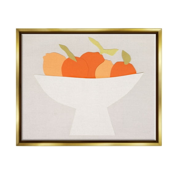 Stupell Industries Contemporary Orange Citrus Fruits Graphic Art Metallic Gold Floating Framed Canvas Print Wall Art, Design by Natalie Sizemore