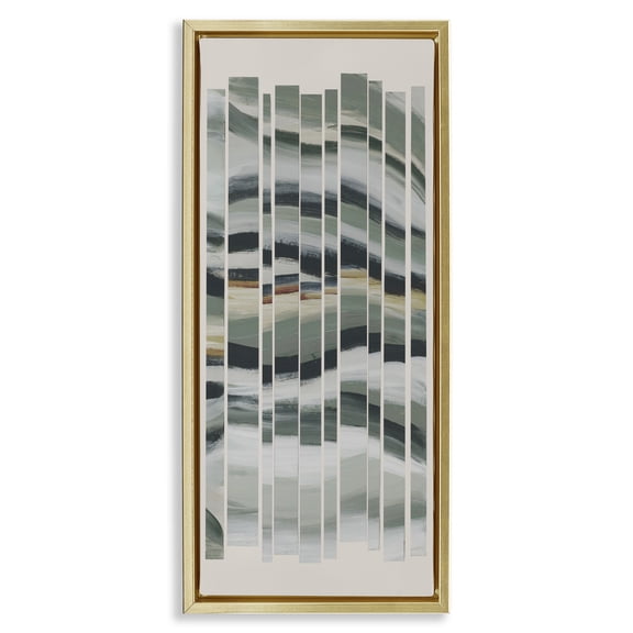 Stupell Industries Contemporary Overlapping Waves Gold Framed Floater Canvas Wall Art design by Jacob Q, 31 x 15
