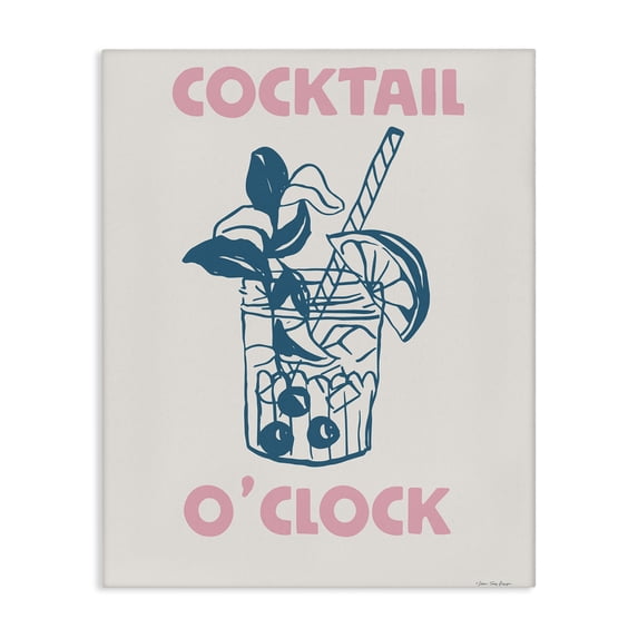Stupell Industries Contemporary Pastel Cocktail O'Clock Canvas Art, 16 x 20, by Seven Trees Design