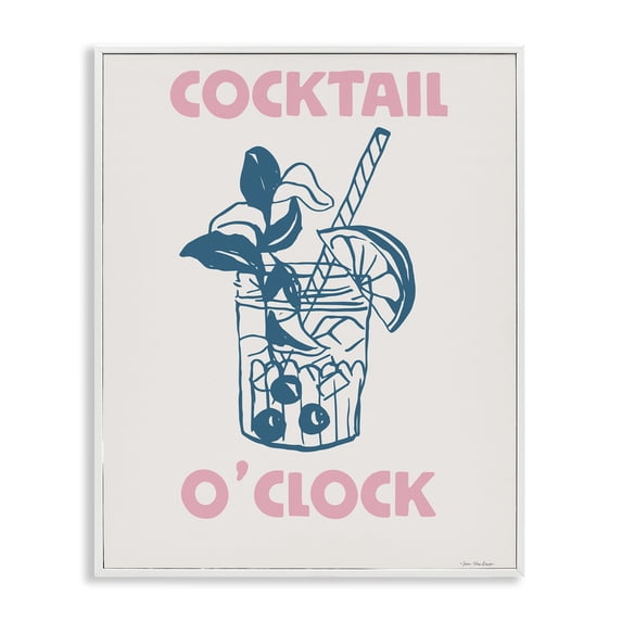 Stupell Industries Contemporary Pastel Cocktail O'Clock White Framed Giclee Art, 11 x 14, by Seven Trees Design