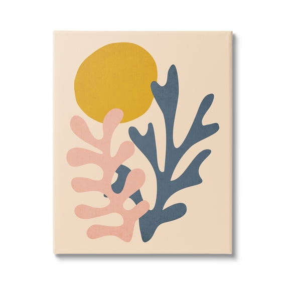 Stupell Industries Contemporary Pastel Leaf Forms Abstract Sun Shape Graphic Art Gallery Wrapped Canvas Print Wall Art, Design by JJ Design House LLC
