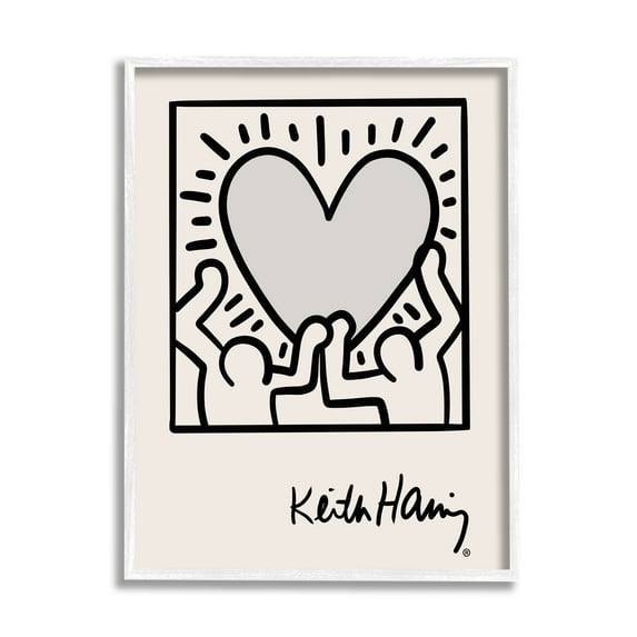Stupell Industries Contemporary People Outline Heart Symbol Keith Haring Framed Wall Art, 11 x 14, Design by Ros Ruseva