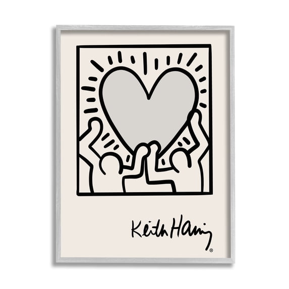 Stupell Industries Contemporary People Outline Heart Symbol Keith Haring Framed Wall Art, 24 x 30, Design by Ros Ruseva