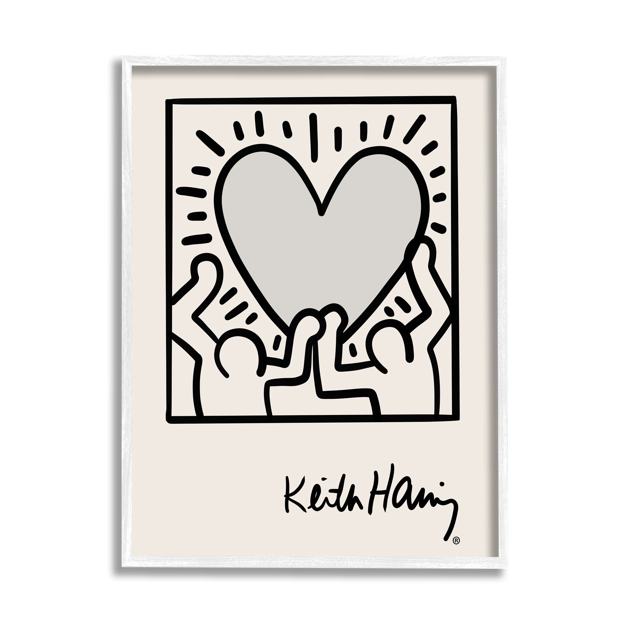 Stupell Industries Contemporary People Outline Heart Symbol Keith Haring Framed Wall Art, 24 x 30, Design by Ros Ruseva