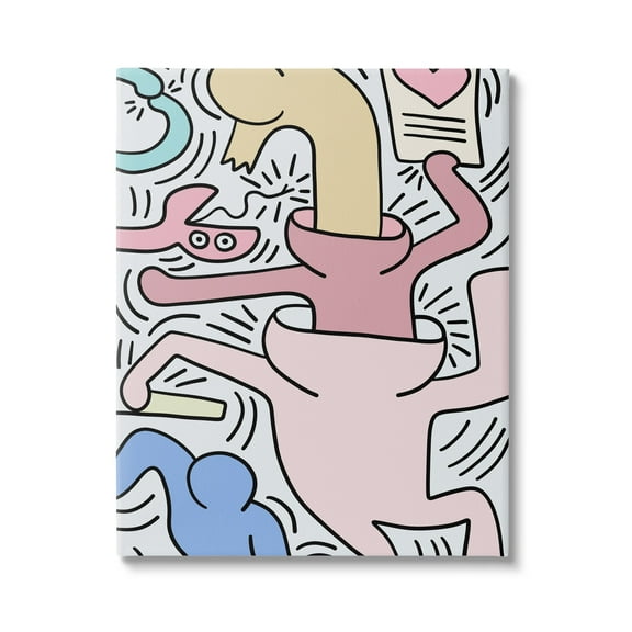 Stupell Industries Contemporary People Patterned Heart Lines Pop Style Canvas Wall Art, 24 x 30, Design by Ros Ruseva