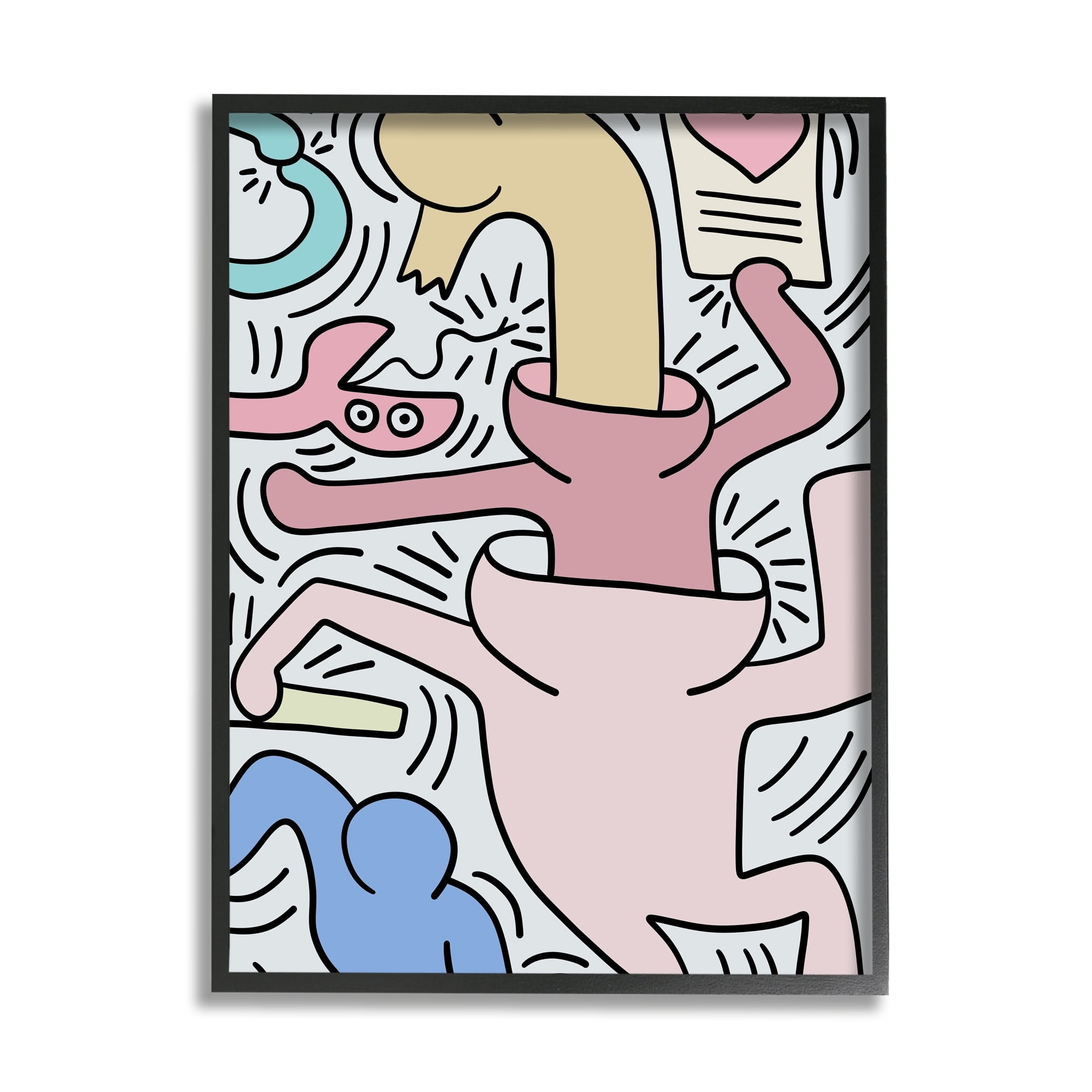 Stupell Industries Contemporary People Patterned Heart Lines Pop Style Framed Wall Art, 11 x 14, Design by Ros Ruseva
