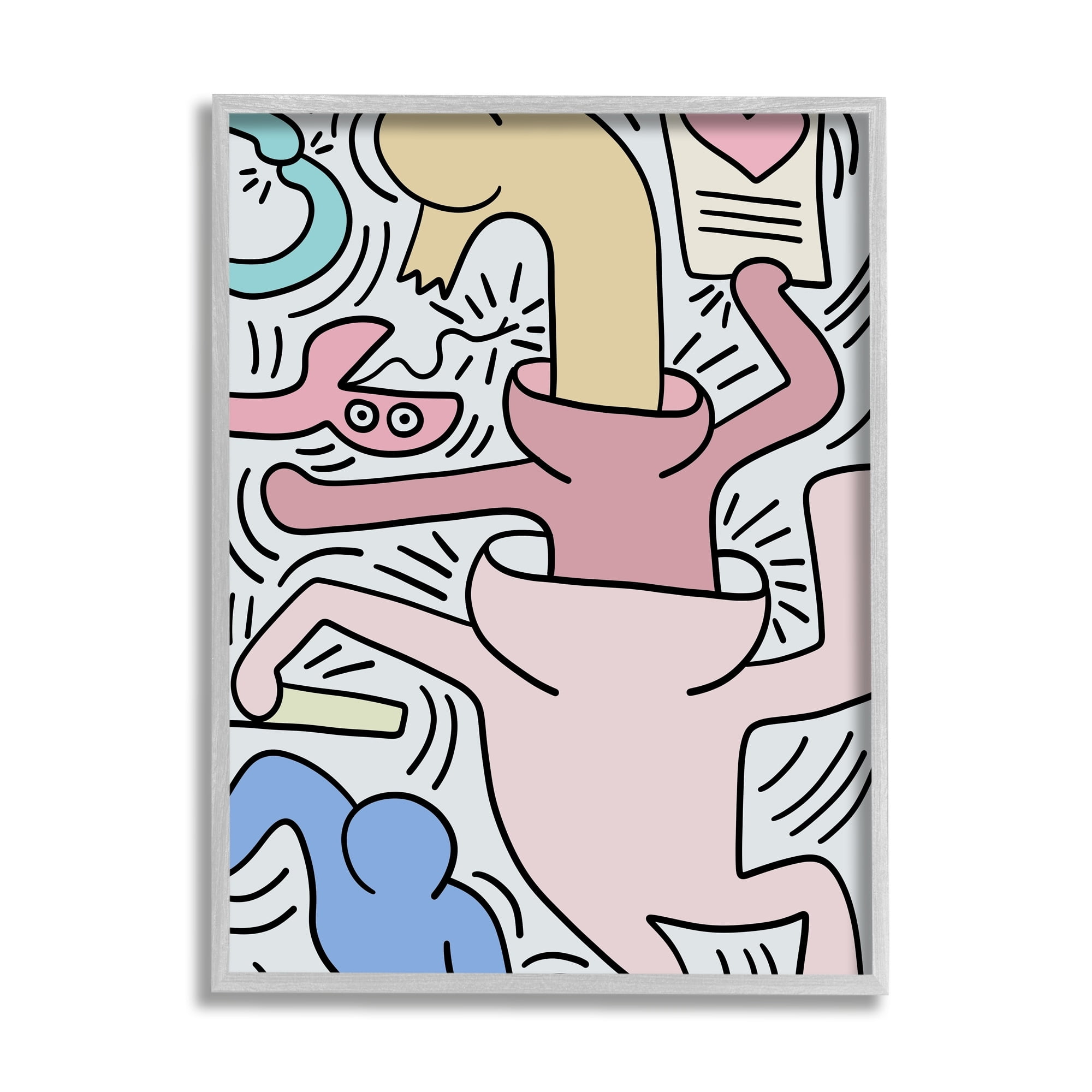 Stupell Industries Contemporary People Patterned Heart Lines Pop Style Framed Wall Art, 24 x 30, Design by Ros Ruseva