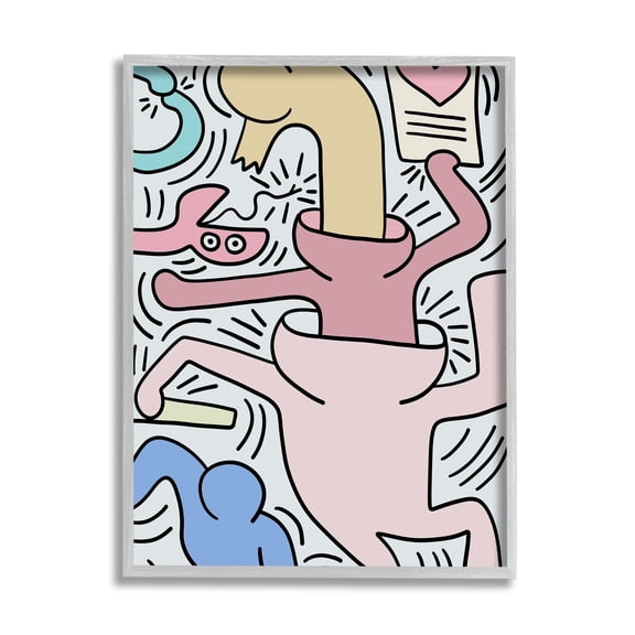 Stupell Industries Contemporary People Patterned Heart Lines Pop Style Framed Wall Art, 24 x 30, Design by Ros Ruseva