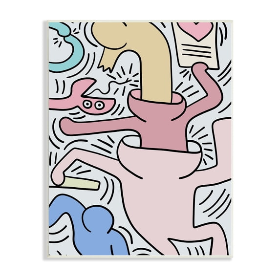 Stupell Industries Contemporary People Patterned Heart Lines Pop Style Wood Wall Art, 10 x 15, Design by Ros Ruseva