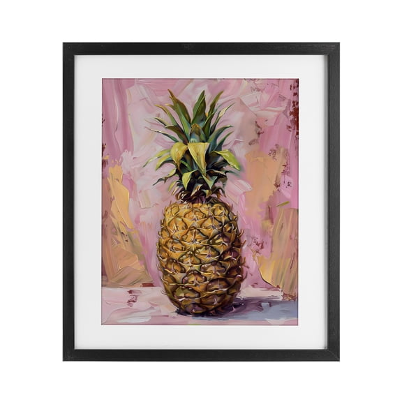 Stupell Industries Contemporary Pineapple Bliss over Pink Black Framed Print Under Glass, 17 x 21, by LSR Design Studio