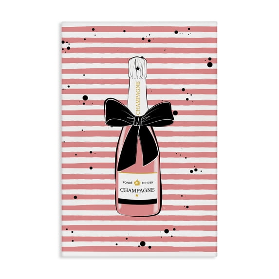 Stupell Industries Contemporary Pink Champagne on Stripes Canvas Art, 16 x 24, by Martina Pavlova