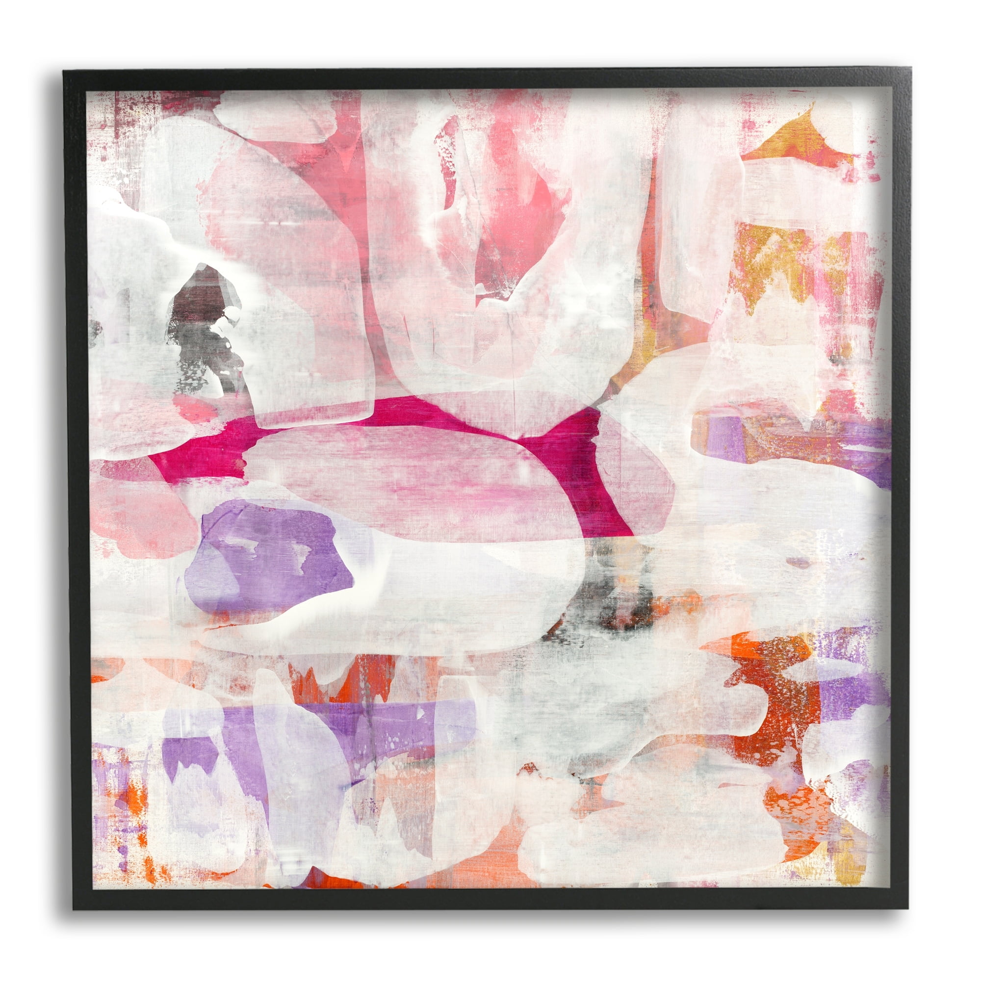 Stupell Industries Contemporary Pink Curved Shapes Abstract Pattern Collage Painting Black Framed Art Print Wall Art, Design by Jeff Iorillo