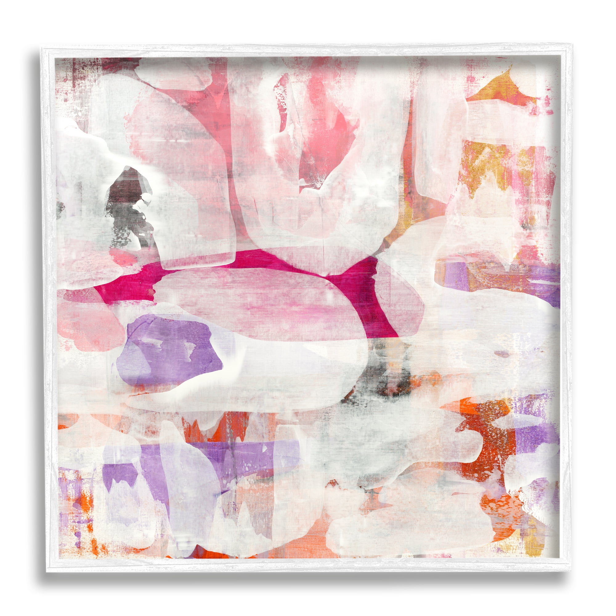 Stupell Industries Contemporary Pink Curved Shapes Abstract Pattern Collage Painting White Framed Art Print Wall Art, Design by Jeff Iorillo