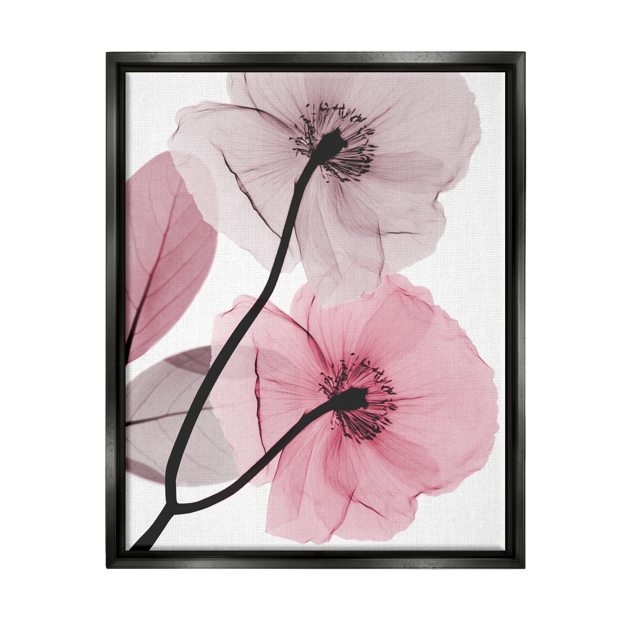 Stupell Industries Contemporary Pink Poppies Botanical & Floral Painting Black Floater Framed Art Print Wall Art, 25 x 31