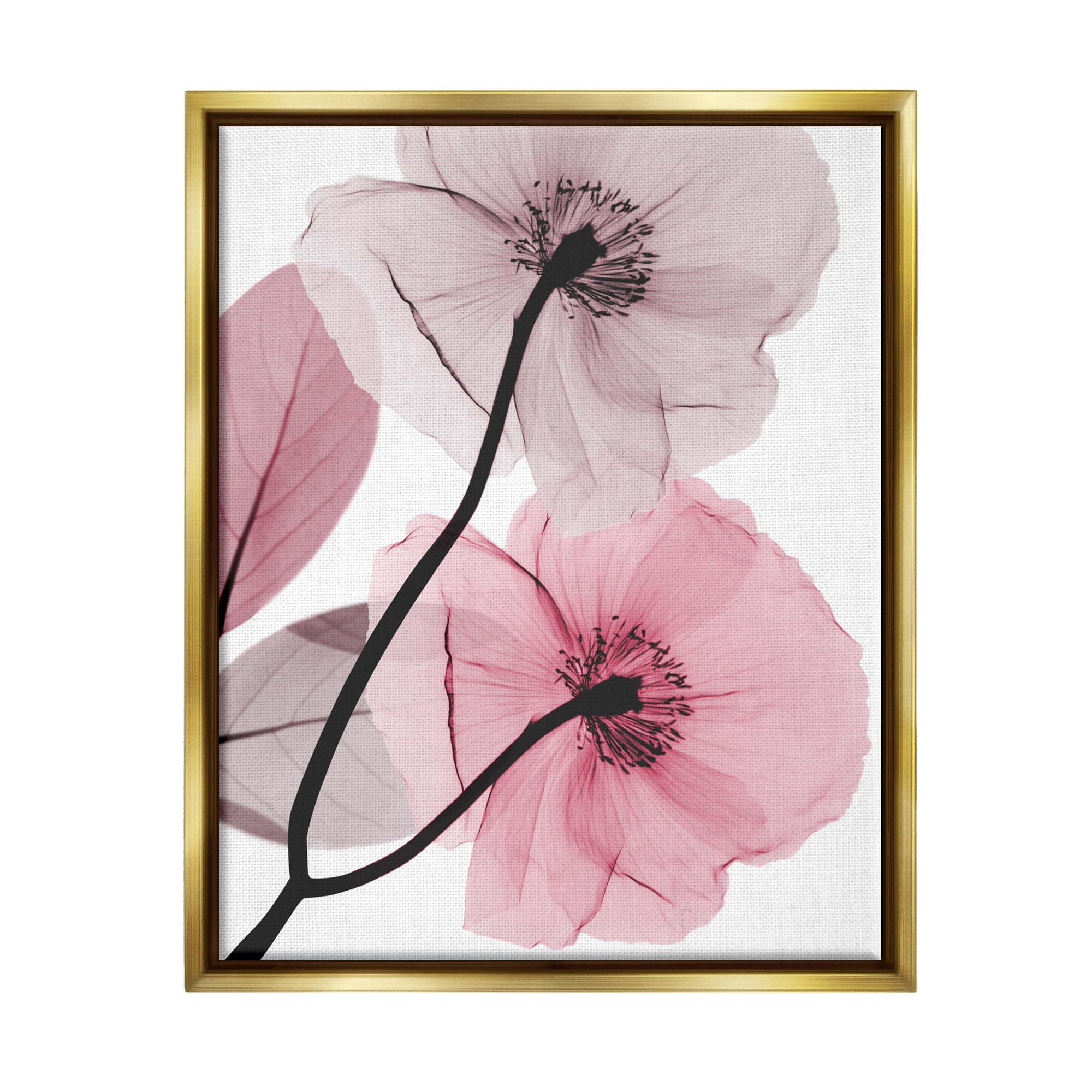 Stupell Industries Contemporary Pink Poppies Botanical & Floral Painting Gold Floater Framed Art Print Wall Art, 17 x 21