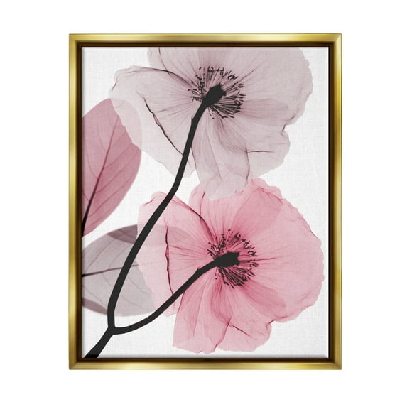 Stupell Industries Contemporary Pink Poppies Botanical & Floral Painting Gold Floater Framed Art Print Wall Art, 25 x 31