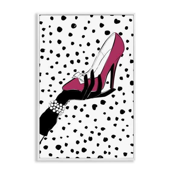 Stupell Industries Contemporary Pink Shoe with Dots White Framed Giclee Art, 20 x 30, by Martina Pavlova
