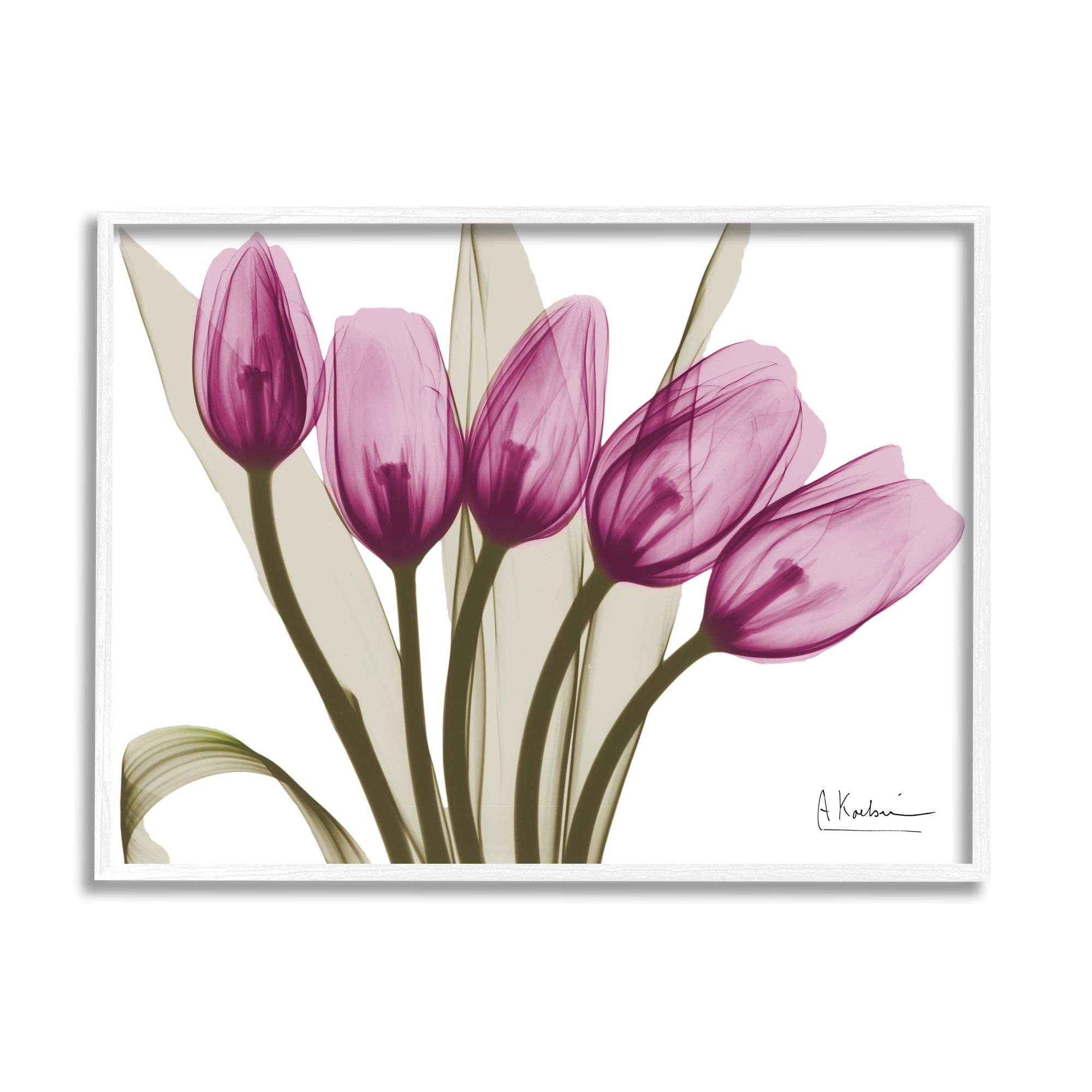 Stupell Industries Contemporary Pink Tulips Botanical & Floral Photography White Framed Art Print Wall Art, 30 x 24