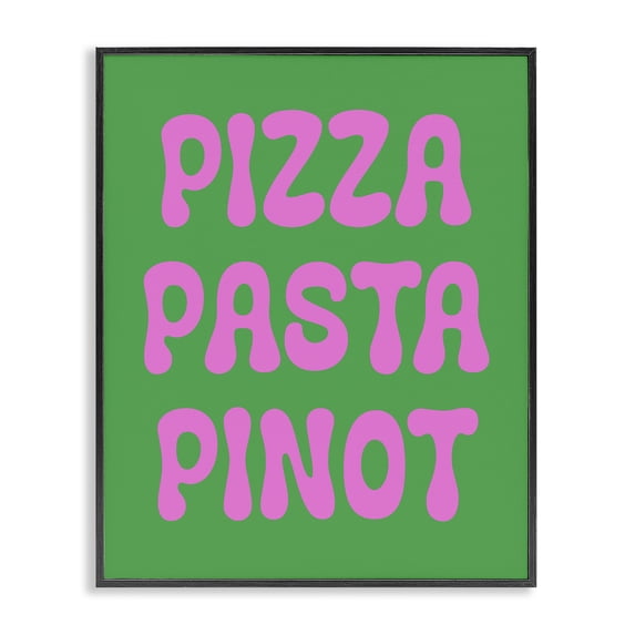 Stupell Industries Contemporary Pizza Pasta Pinot Black Framed Giclee Art, 11 x 14, by House of Lulu