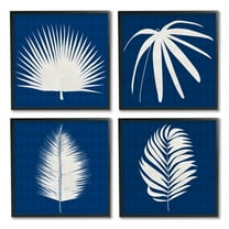 Stupell Industries Contemporary Plant Leaf Silhouettes Graphic Art Black Framed Art Print Wall Art, Set of 4, Design by Susan Jill