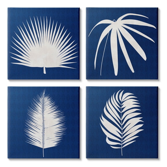 Stupell Industries Contemporary Plant Leaf Silhouettes Graphic Art Gallery Wrapped Canvas Print Wall Art, Set of 4, Design by Susan Jill