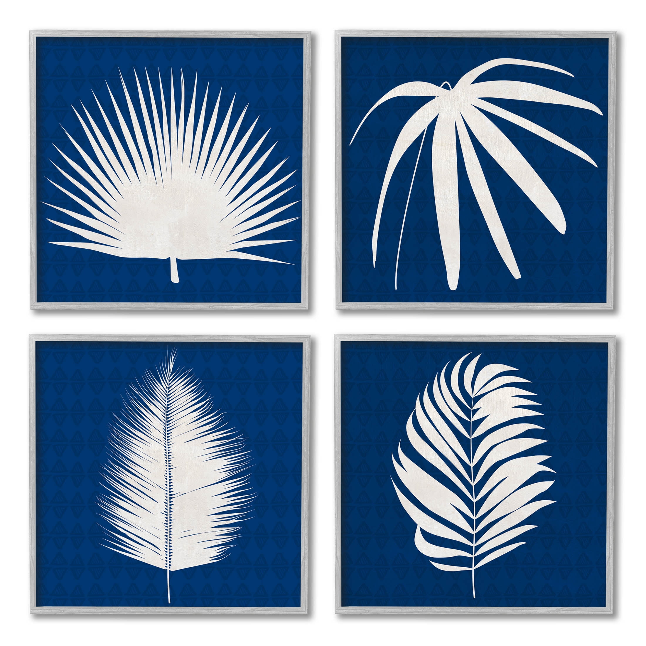 Stupell Industries Contemporary Plant Leaf Silhouettes Graphic Art Gray Framed Art Print Wall Art, Set of 4, Design by Susan Jill
