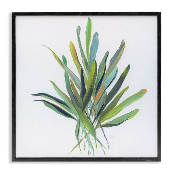 Stupell Industries Contemporary Plant Leaf Sprigs Black Framed Giclee Art, 12 x 12, by Sally Swatland