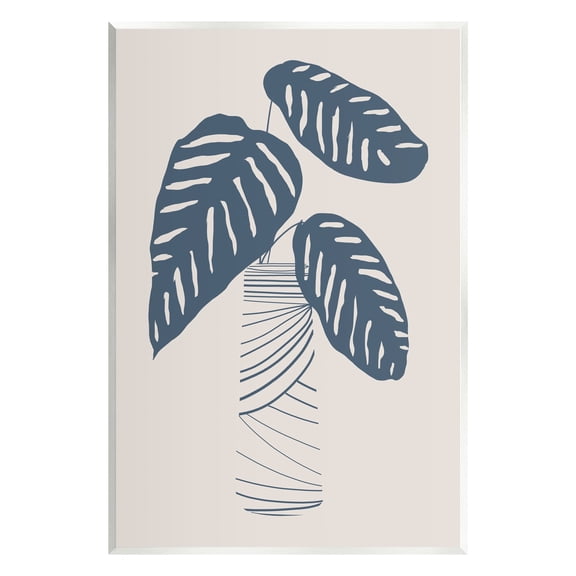 Stupell Industries Contemporary Plant Leaves Abstract Stripe Shapes Design Graphic Art Unframed Art Print Wall Art, Design by Daniela Santiago