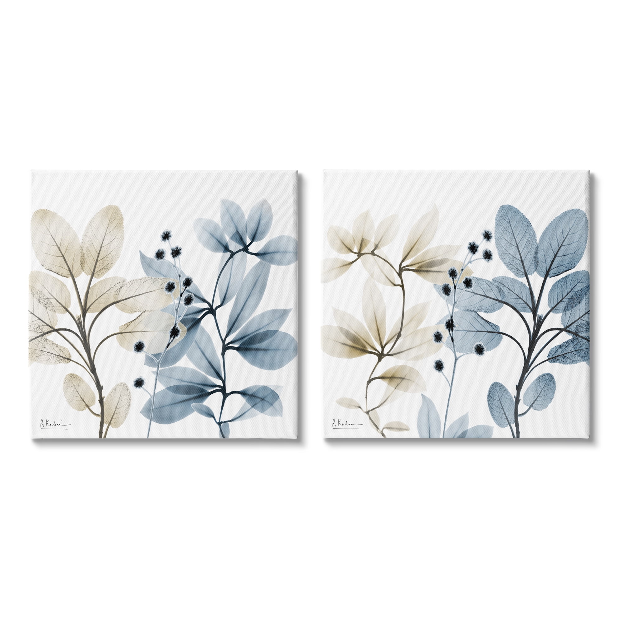 Stupell Industries Contemporary Plant Sprigs Botanical & Floral Painting Gallery Wrapped Canvas Print Wall Art, 17 x 17, Set of 2