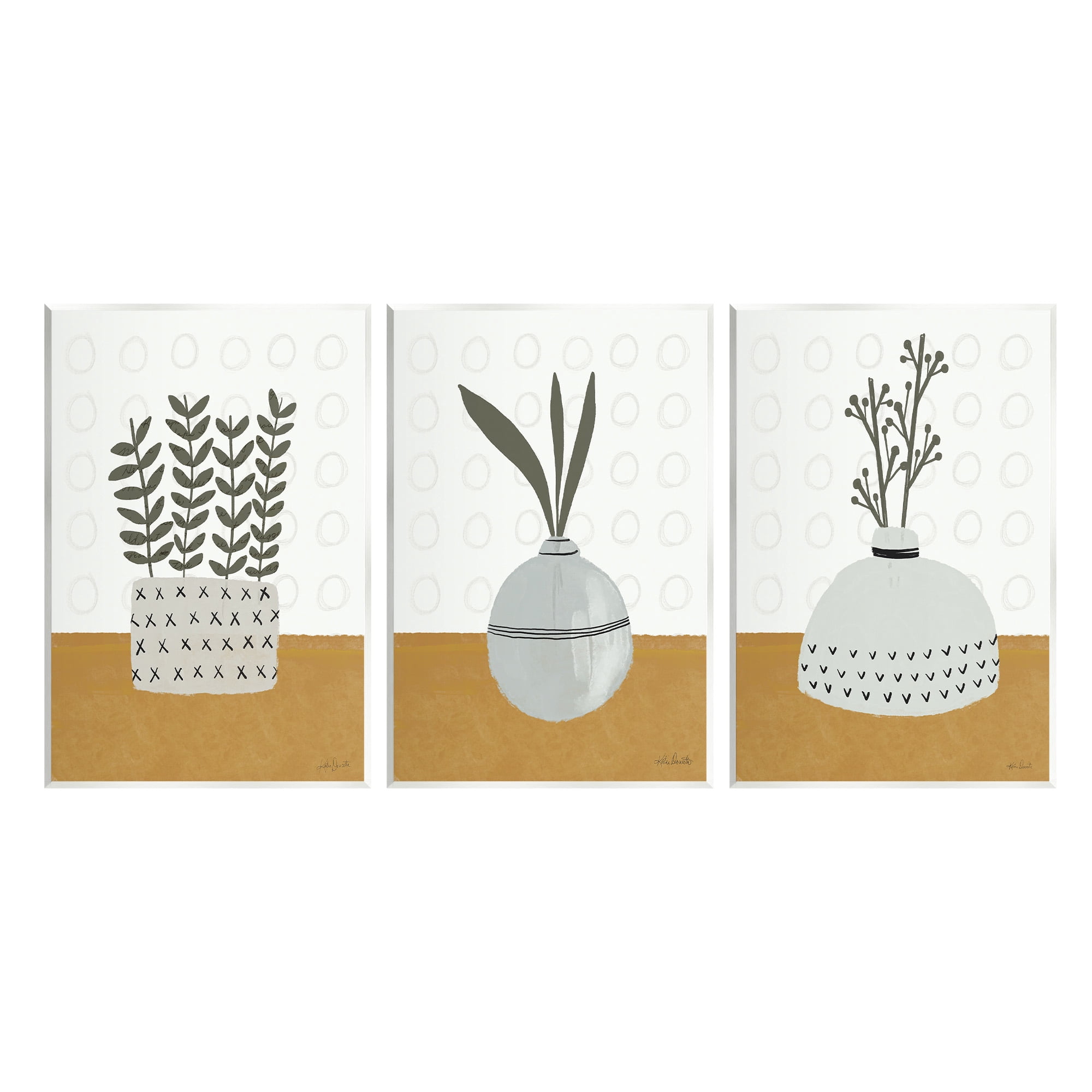 Stupell Industries Contemporary Plant Vases Botanical & Floral Painting Unframed Art Print Wall Art, 13 x 19, Set of 3