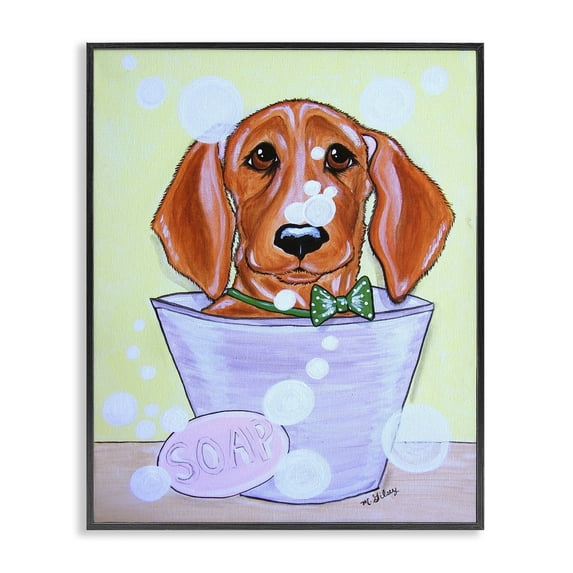 Stupell Industries Contemporary Puppy with Soap Bubbles Black Framed Giclee Art, 11 x 14, by Michelle Gilsey