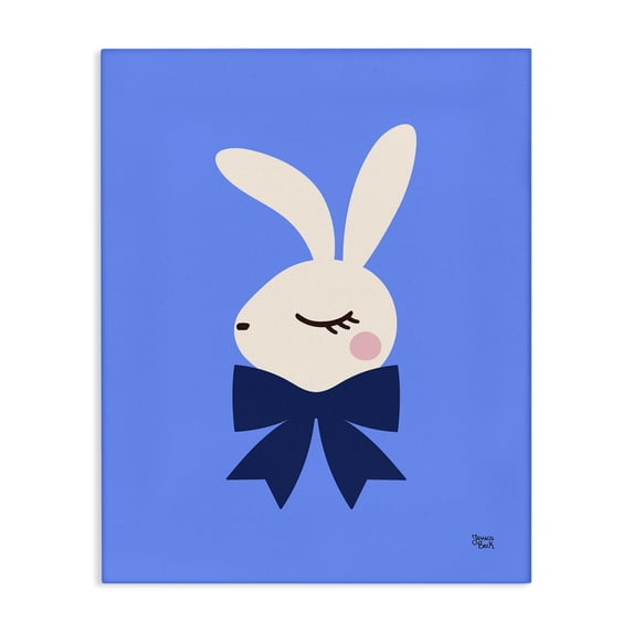 Stupell Industries Contemporary Rabbit with Ribbon on Blue Canvas Art, 30 x 40, by Jessica Beck