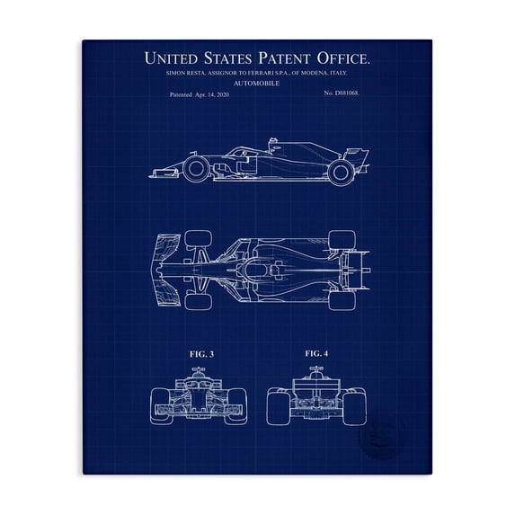 Stupell Industries Contemporary Race Car Blueprint Canvas Art, 36 x 48, by Karl Hronek