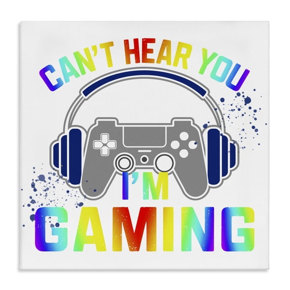 Stupell Industries Contemporary Rainbow Can't Hear You Gaming Canvas Art, 24 x 24, by Kim Allen