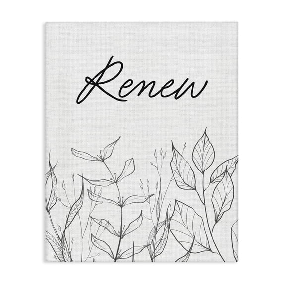 Stupell Industries Contemporary Renew with Leaf Outlines Canvas Art, 16 x 20, by Lettered and Lined